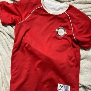 Red and white jersey